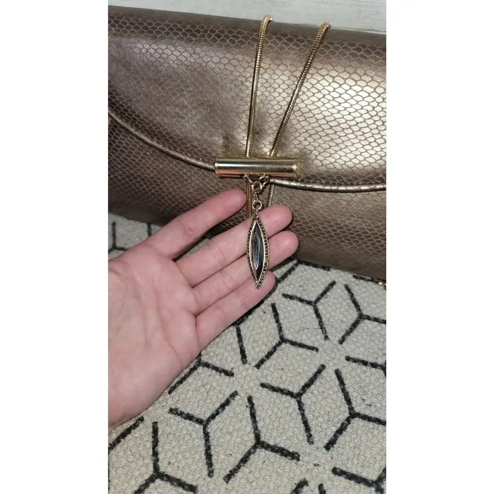 KATE LANDRY BRONZE CLUTCH W SHOULDER CHAIN